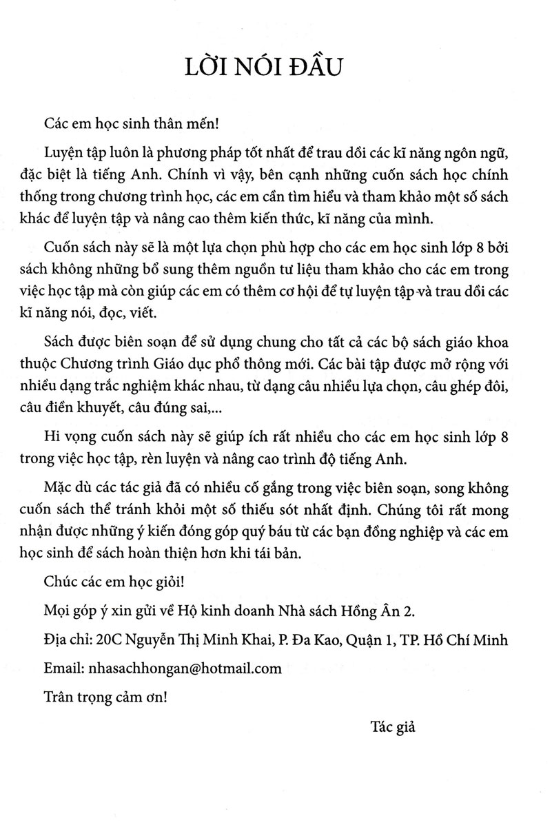 702 CÂU TRẮC NGHIỆM TIẾNG ANH LỚP 8 - Không đáp án (Dùng chung cho các bộ SGK hiện hành)